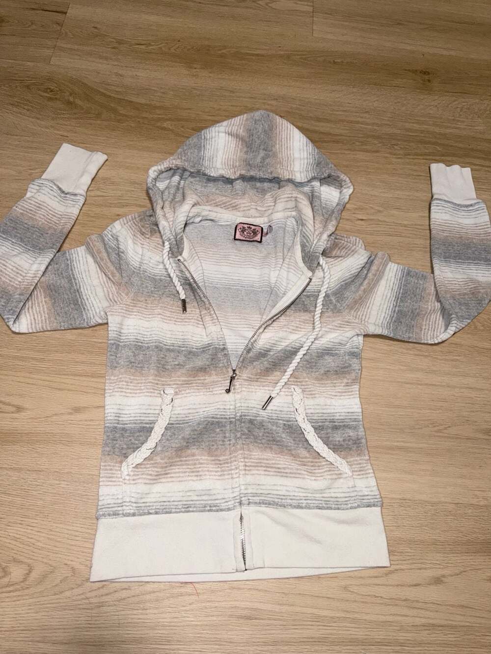 Juicy Couture Striped Hooded Zip-Up Sweatshirt